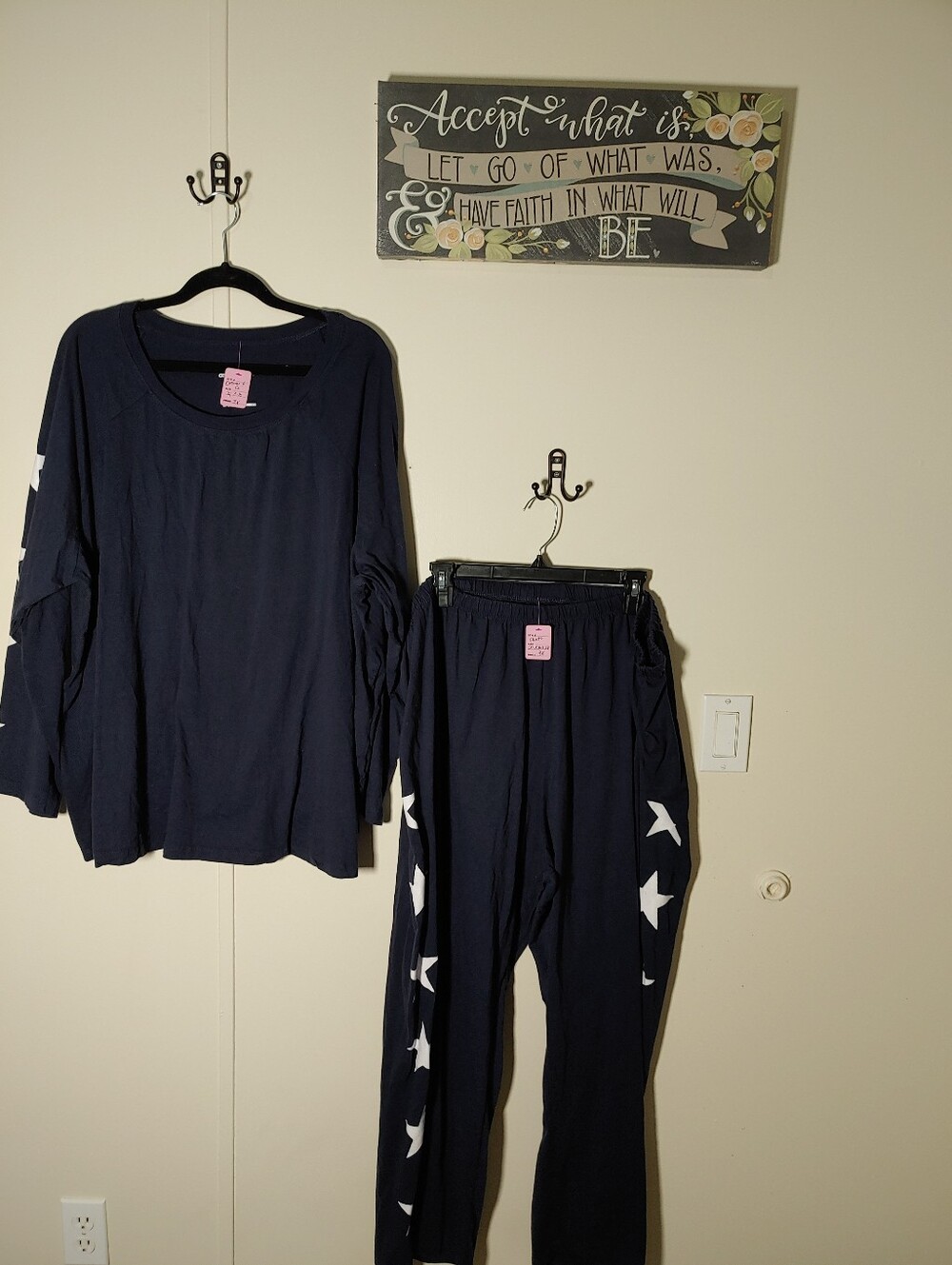 Dreams & Co. 3X Adorable Blue W/white Stars Long Sleeve Pajama Set